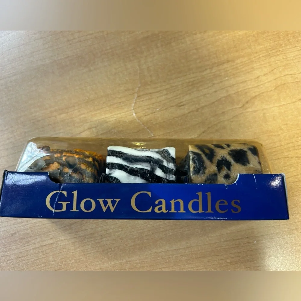 Vintage Glow Candles Set with Animal Print 3 set in box